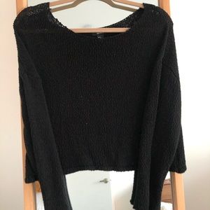 Distressed & Cropped Wide Neck Sweater